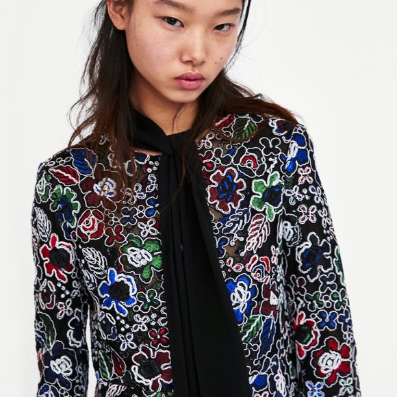 BNWT ZARA Multicolored Lace Blazer, Sz XS - Picture 2 of 8